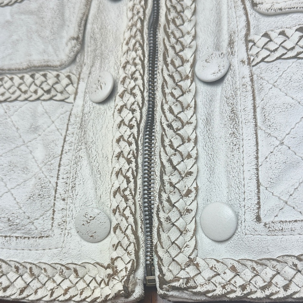 Just Cavalli Genuine Leather Quilted Jacket with Braided Trim – Luxury Designer - Picture 5 of 16